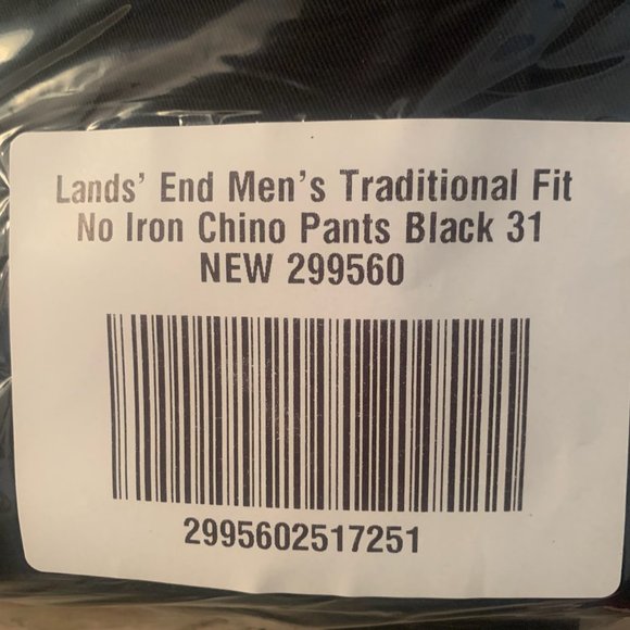 NWT LANDS' END MEN'S TRADITIONAL FIT NO IRON CHINO PANTS BLACK 31, 44 - Picture 7 of 11